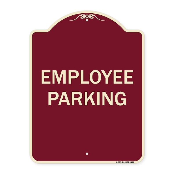 Designer Series Sign-Employee Parking, Burgungy Heavy-Gauge Aluminum, 24" x 18", BU-1824-9849